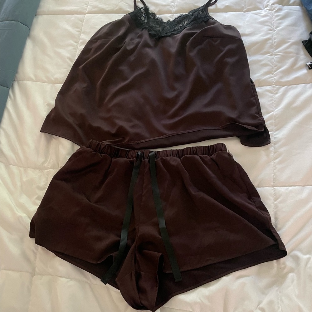Cacique satin sleep cami and boxer with pockets